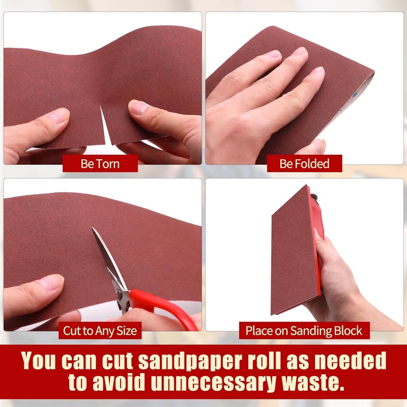 SIJDIEE 240 Grit Sandpaper Roll, 4 Inch x 32.8 Feet (10 metres x 100 mm) Cutting Length Aluminum Oxide Emery Cloth Sand Paper Roll, Wet Dry Longboard Sandpaper for Drum Sander, Metal Wood Furniture Polishing - Image 5